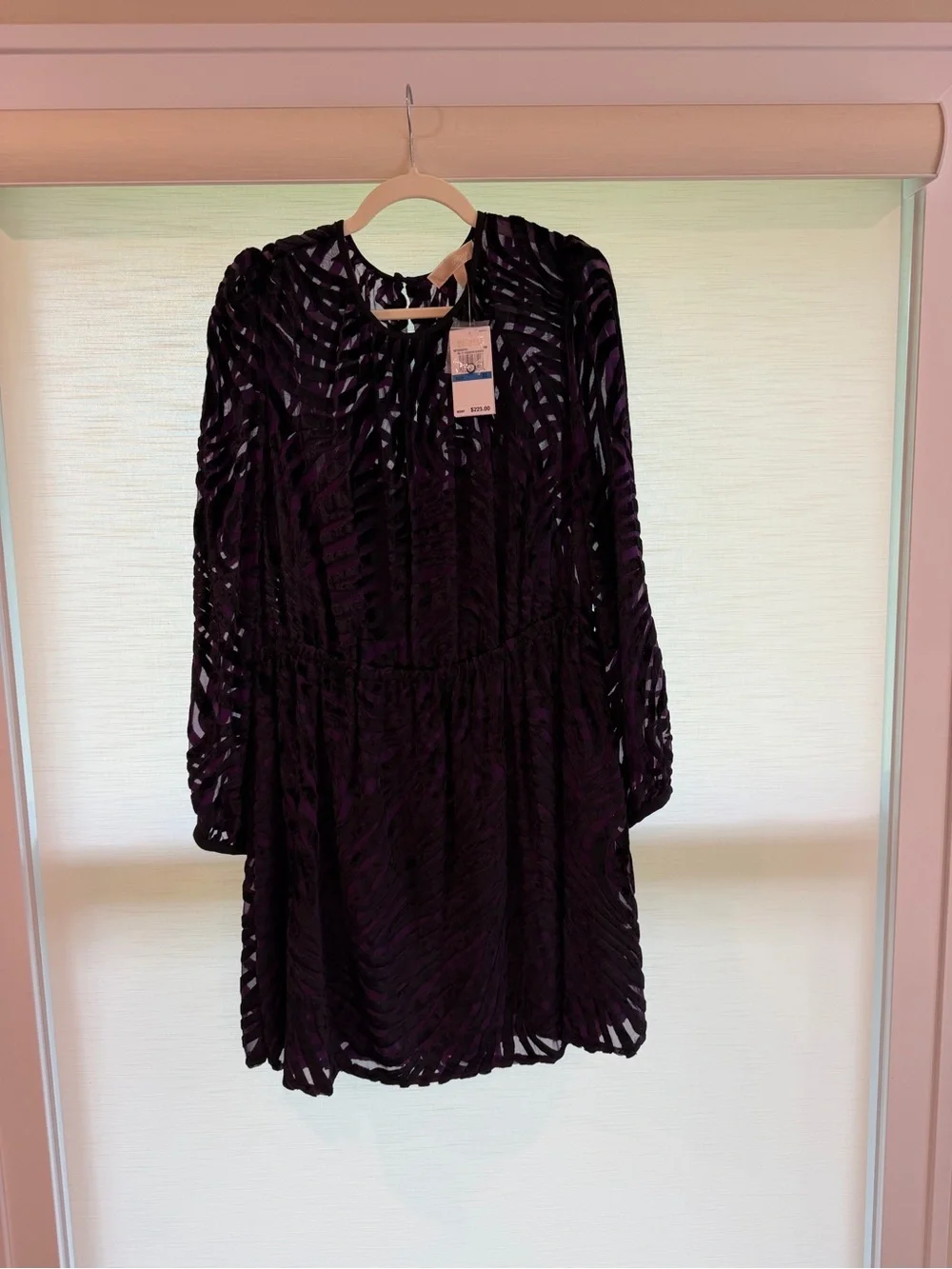 NWT Michael Kors Purple and Black Midi Dress Lined Size XL